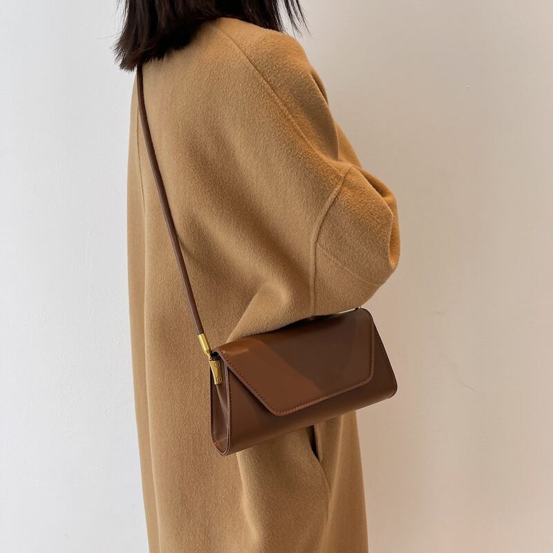 

Minimalist Flap Crossbody Bag, Brown