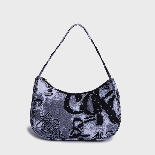 

Letter Graphic Baguette Bag, Multicolor