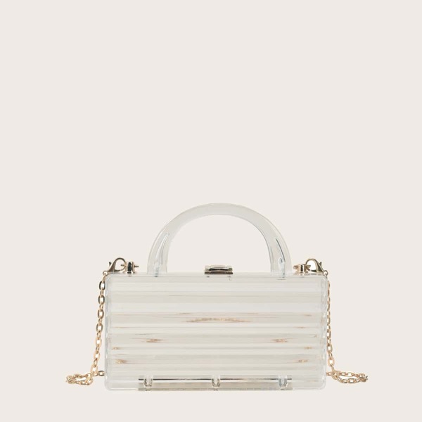 

Clear Metal Lock Chain Box Bag