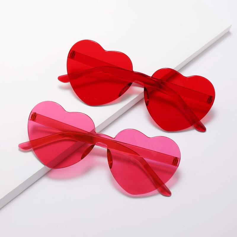 

2pcs Heart Lens Rimless Sunglasses