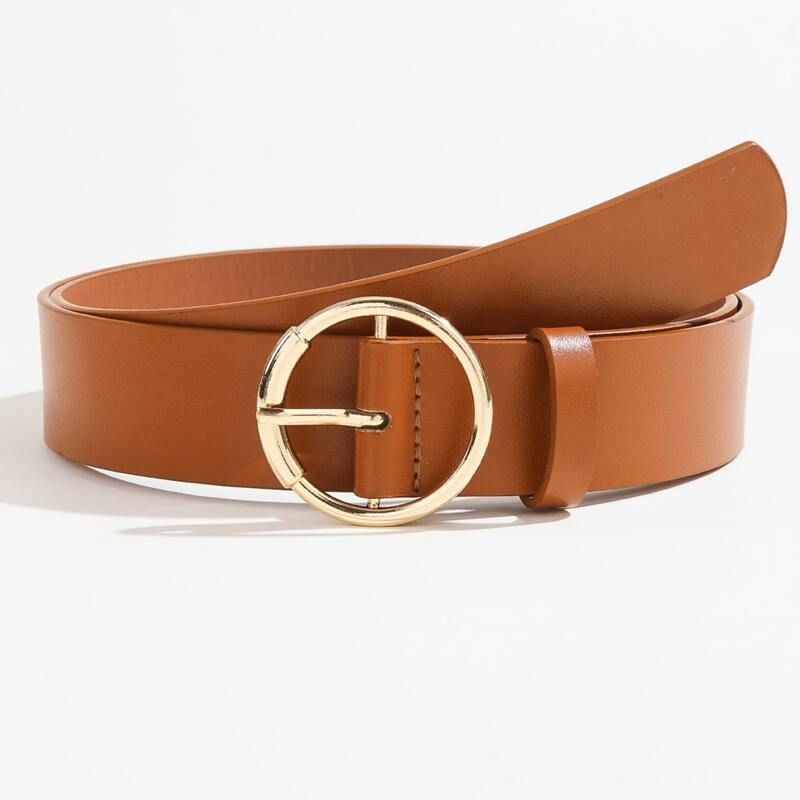 

Round Buckle Belt With Punch Tool, Brown