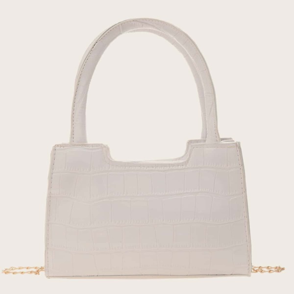 

Croc Embossed Square Bag, White