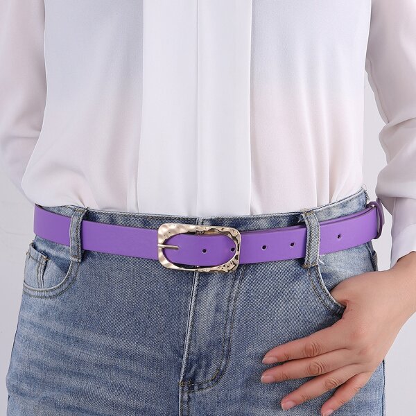 

Plus Size Geometric Buckle Belt With Punch Tool, Purple