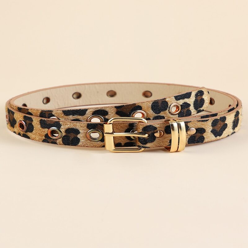 

Leopard Pattern Buckle Belt, Brown