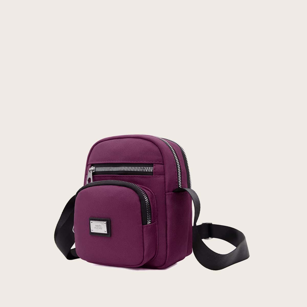 

Zip Front Crossbody Bag, Purple