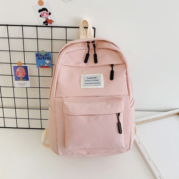 

Girls Letter Graphic Functional Backpack, Pink
