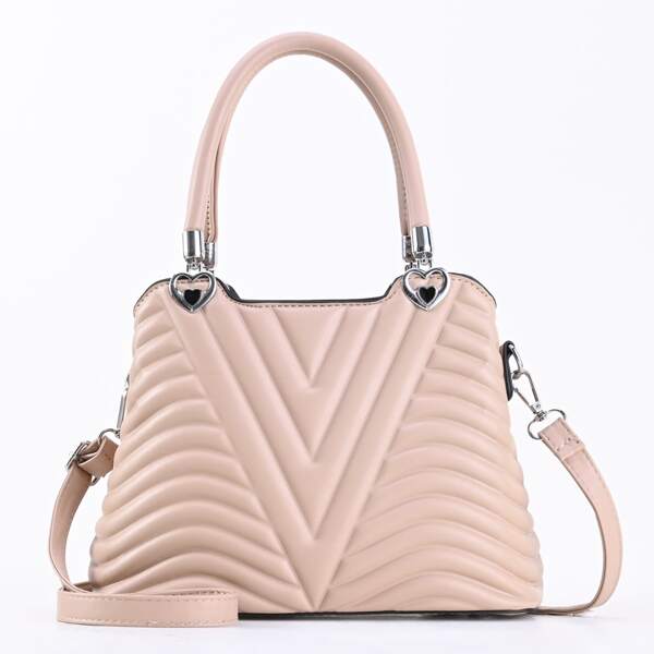 

Minimalist Chevron Shoulder Tote Bag, Apricot