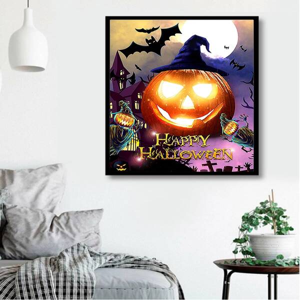 

Halloween Pumpkin Print DIY Diamond Unframed Painting, Multicolor
