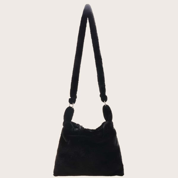 

Minimalist Fluffy Crossbody Bag, Black