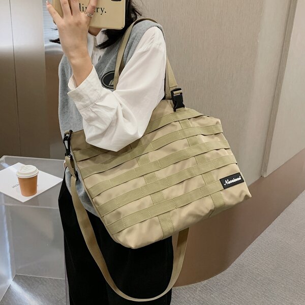 

Letter Patch Tote Bag, Khaki