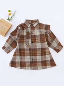 Niñitas Abrigo de cuadros ribete con fruncido - Multicolor - Ver 1