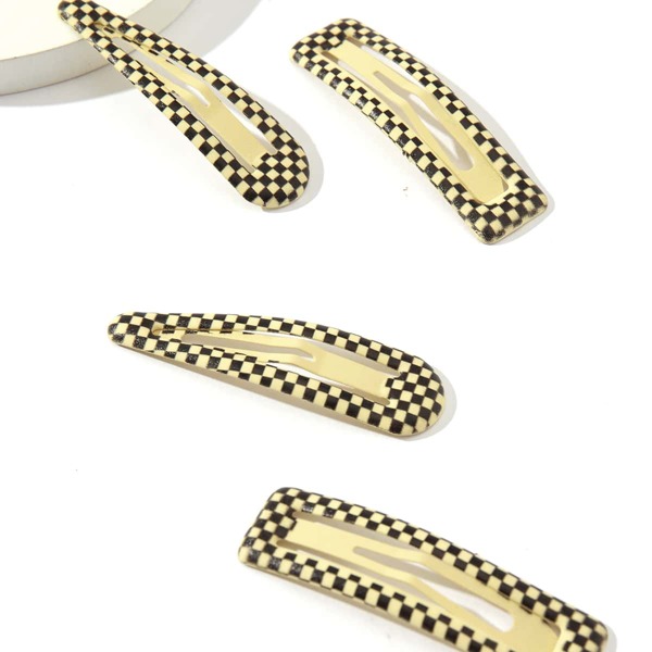 

4pcs Plaid Print Hair Clip, Multicolor