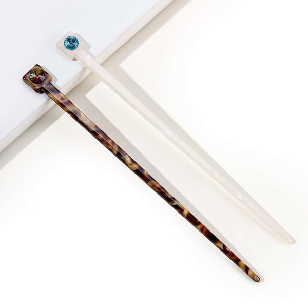 

2pcs Rhinestone Detail Hair Pin, Multicolor