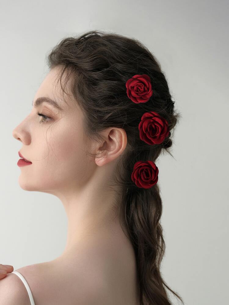 3pcs Flower Decor Hair Pin