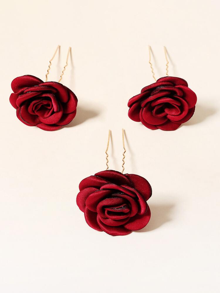 3pcs Flower Decor Hair Pin