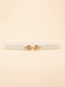 扣飾鬆緊腰帶 - 白色 - 查看 1