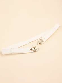 扣飾鬆緊腰帶 - 白色 - 查看 4