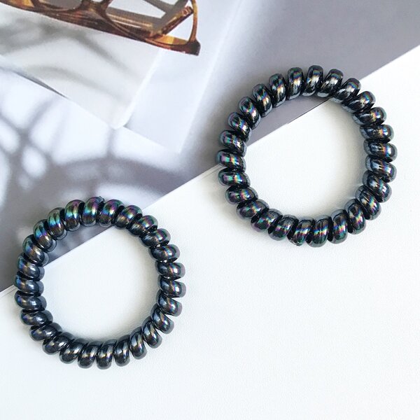 

2pcs Phone Cord Hair Tie, Black