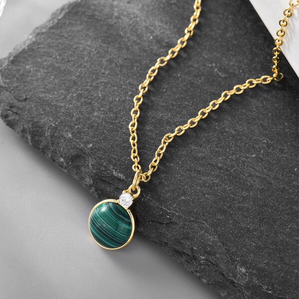 

18K Gold Plated Round Charm Necklace, Multicolor