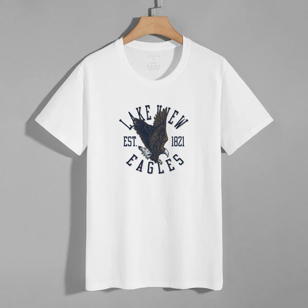 

Men Eagle & Letter Graphic Tee, White