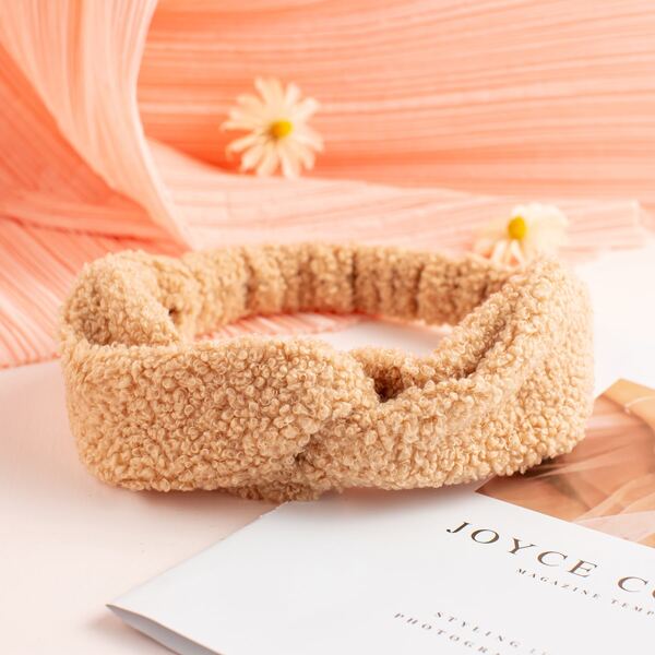 

Solid Fuzzy Hair Band, Coffee