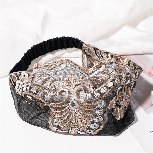 

Embroidered Detail Hair Band, Coffee
