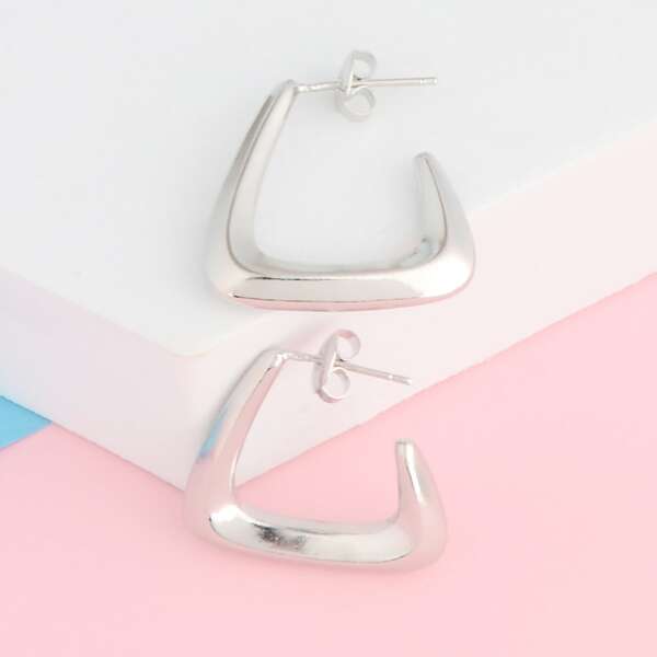 

Geometric Open Hoop Earrings, Silver