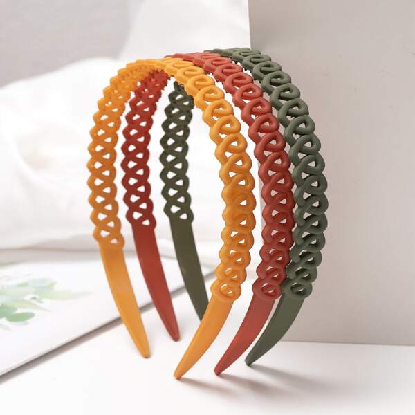 

3pcs Solid Headband, Multicolor