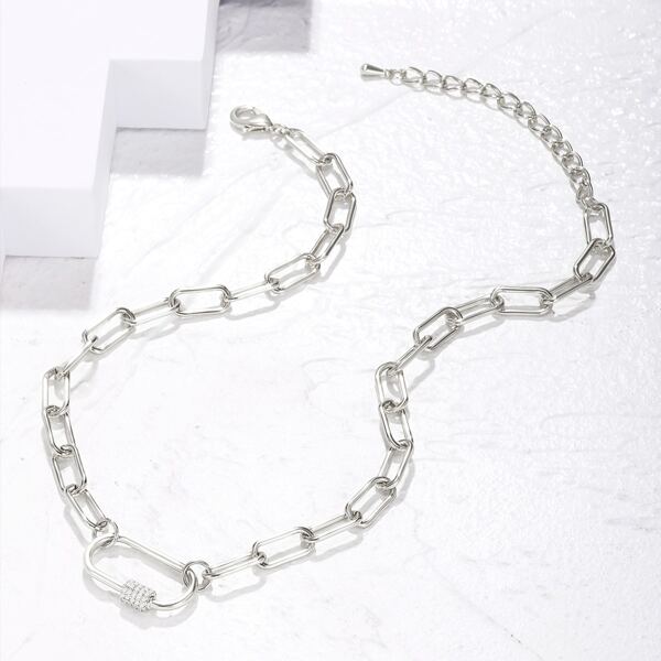 

Zircon Detail Chain Necklace, Silver