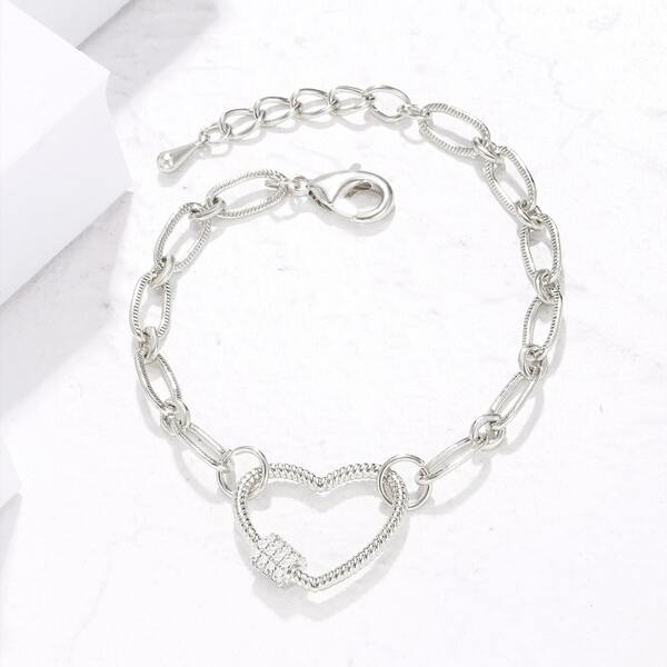 

Heart Decor Link Bracelet, Silver