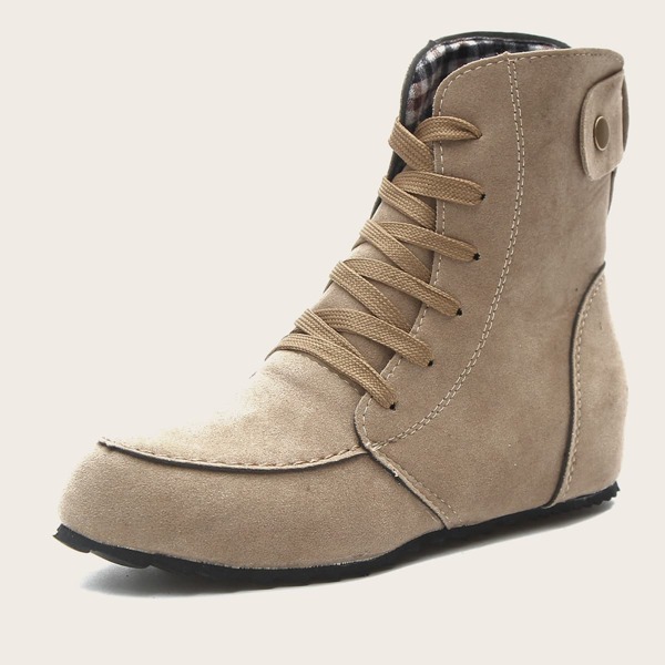 

Men Suede Lace-up Front Hidden Heeled Boots, Khaki