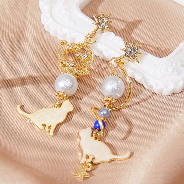 

Cat Decor Drop Earrings, Multicolor