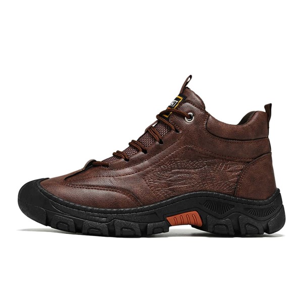 

Men Patch Decor Lace-up Hiking Shoes, Khaki