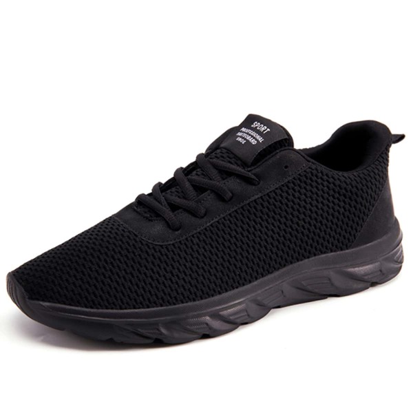 

Men Letter Patch Knit Detail Lace-up Front Sneakers, Black