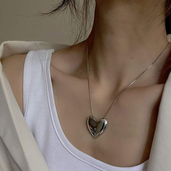 

Heart Charm Necklace, Silver