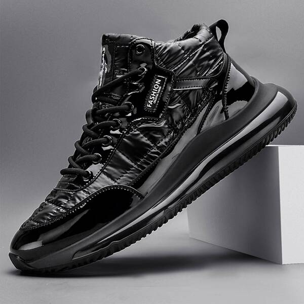 

Men Stitch Detail Lace-up Front Sneakers, Black