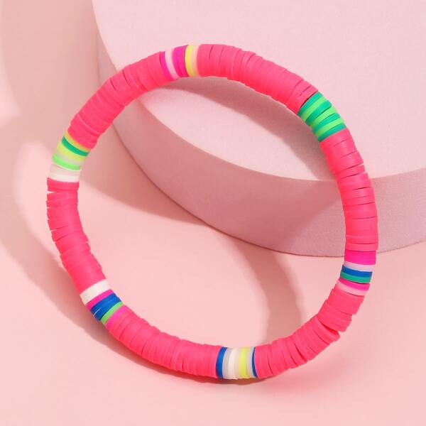 

Random Soft Clay Beaded Bracelet, Hot pink