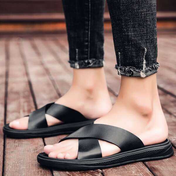 

Men Criss Cross Slides, Black