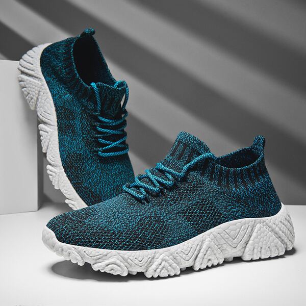

Men Knit Detail Lace-up Front Running Shoes, Multicolor
