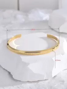 Letter Decor Cuff Bracelet - Yellow Gold - View 4