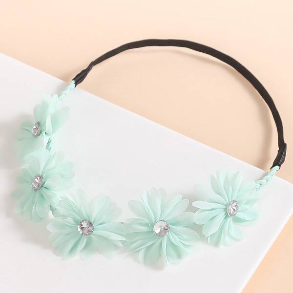 

Girls Flower Decor Headband, Mint green