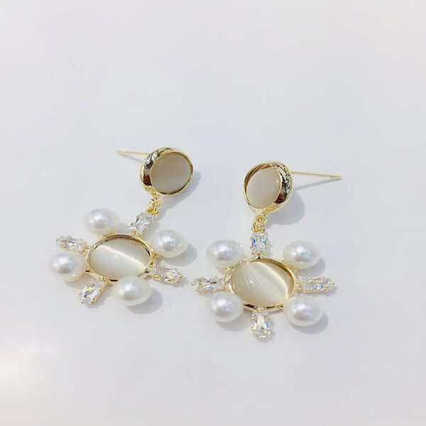 

16K Gold Plated Zircon Decor Drop Earrings