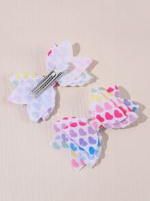 2个亮片波点蝴蝶结发夹 + 14个彩虹色发卡，甜美女孩风格百搭发饰 - 彩色 - 查看 3