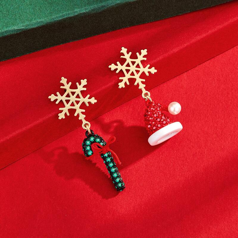 

Christmas Hat Decor Drop Earrings, Gold
