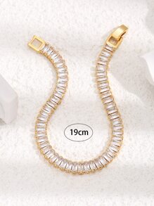 Cubic Zirconia Decor Bracelet - Yellow Gold - View 3