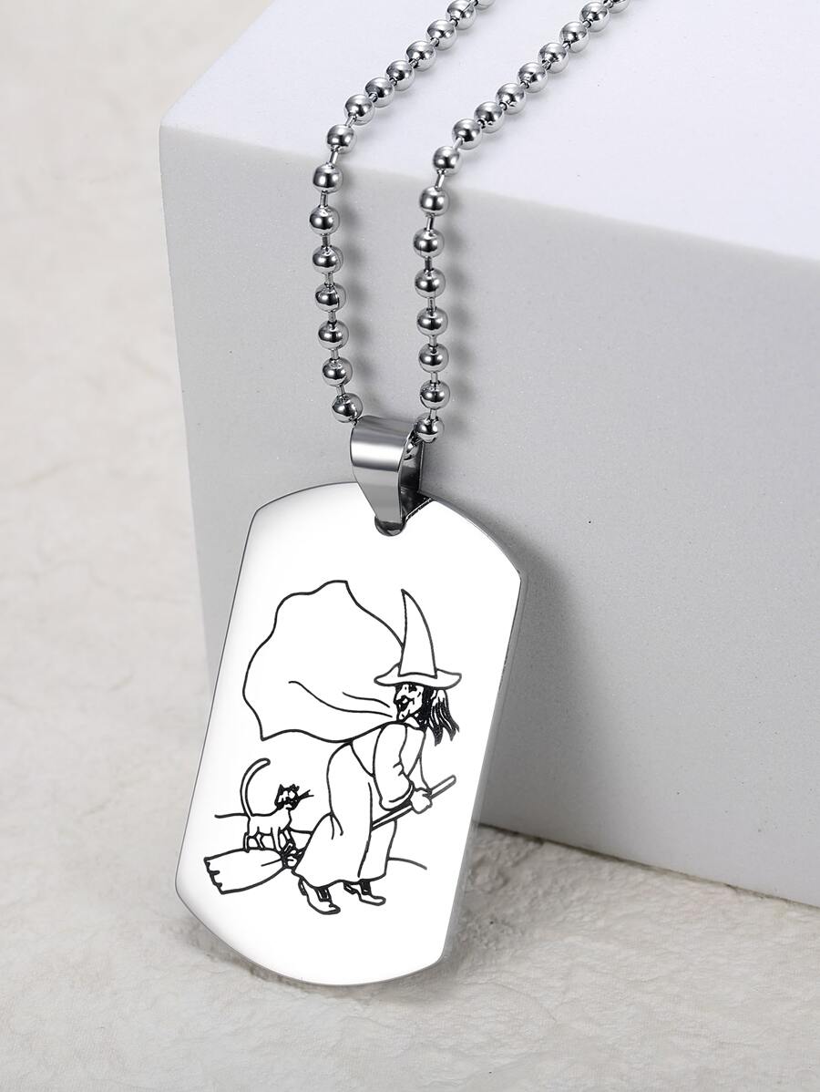 Halloween Geometric Charm Necklace - Silver - View 1