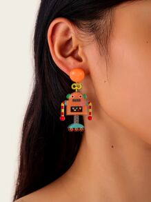 Bông tai thả trang trí rô bốt - Nhiều màu - Xem 1