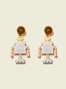 Bông tai thả trang trí rô bốt - Nhiều màu - Xem 3