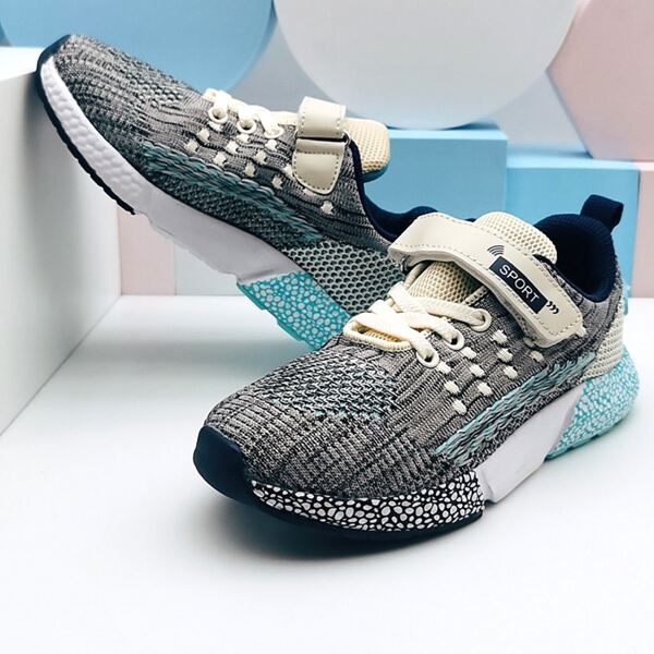 

Boys Colorblock Velcro Strap Knit Sneakers, Multicolor