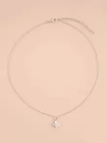 蝴蝶墜飾項鍊 - 銀色 - 查看 2